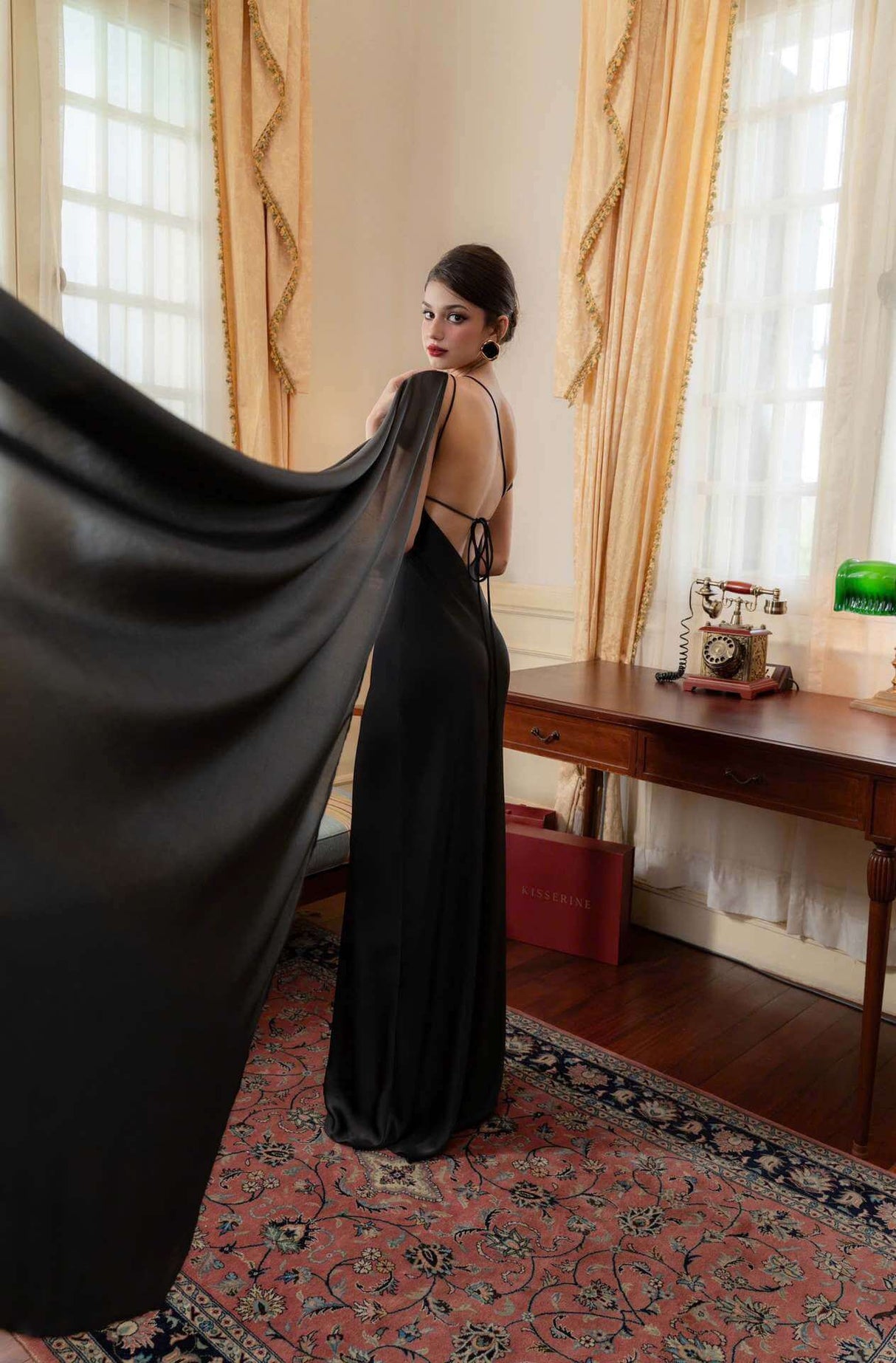 Aurohaya Adeline One-Shoulder Satin Maxi Dress