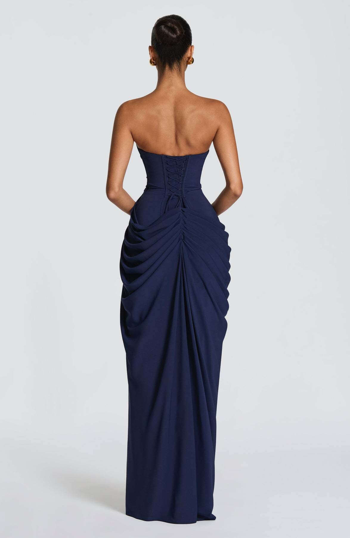 Aurohaya Azalée Strapless Draped High-Slit Maxi Dress