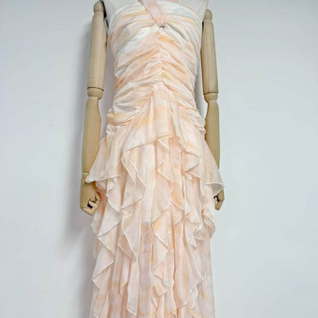 Aurohaya Mila Ruffle Halter Maxi Dress