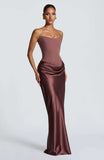 Aurohaya Coline Elegant Strapless Satin Maxi Dress
