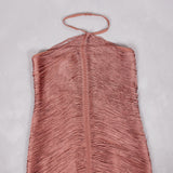 Jade Ruched Halter Neck Maxi Dress