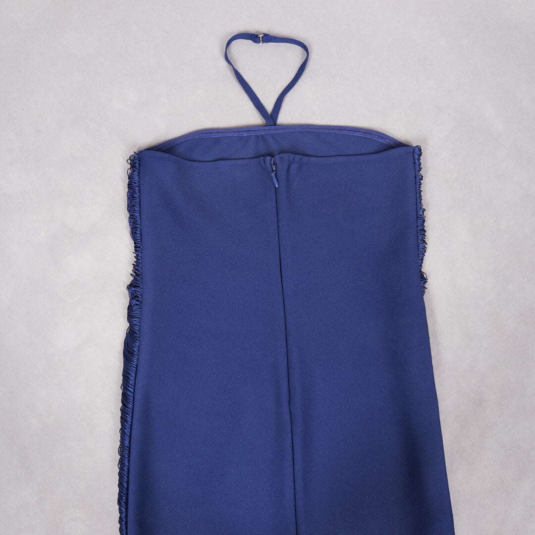 Aurohaya Jade Ruched Halter Neck Maxi Dress