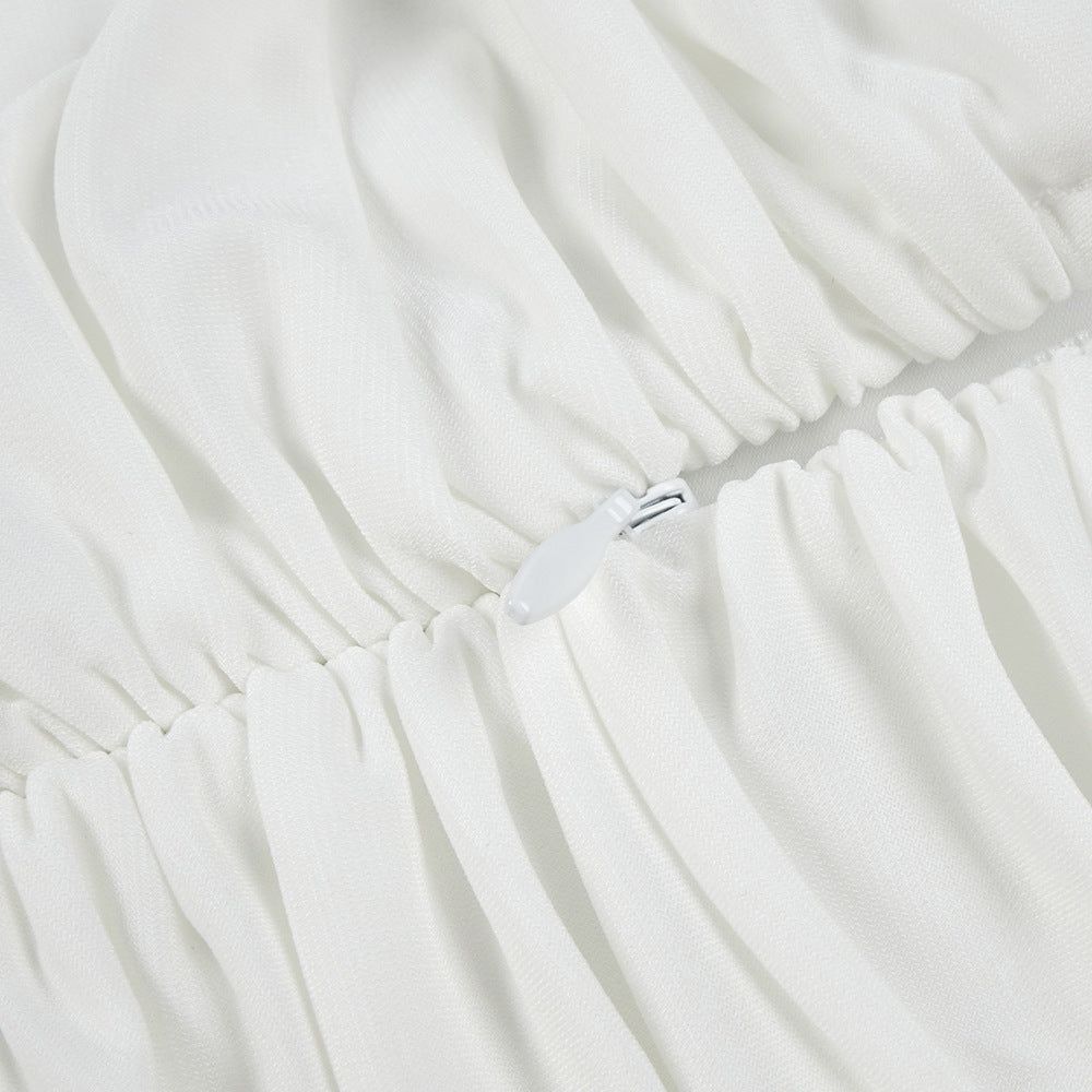 Aurohaya Lumière Long Sleeve Deep V Maxi Dress