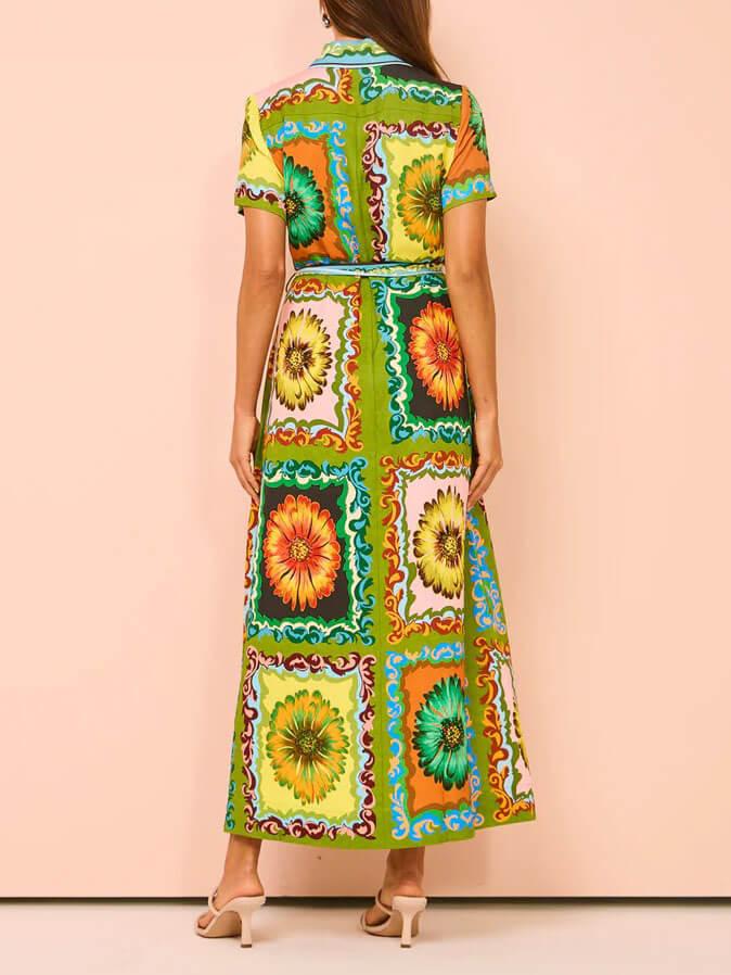 Aurohaya Special Sunflower Print Midi Dress