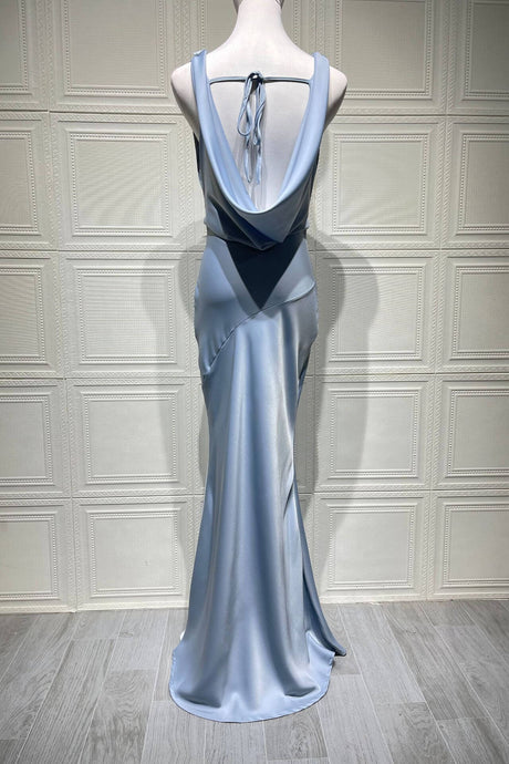 Aurohaya Élodie Satin Cowl-Neck Slip Maxi Dress