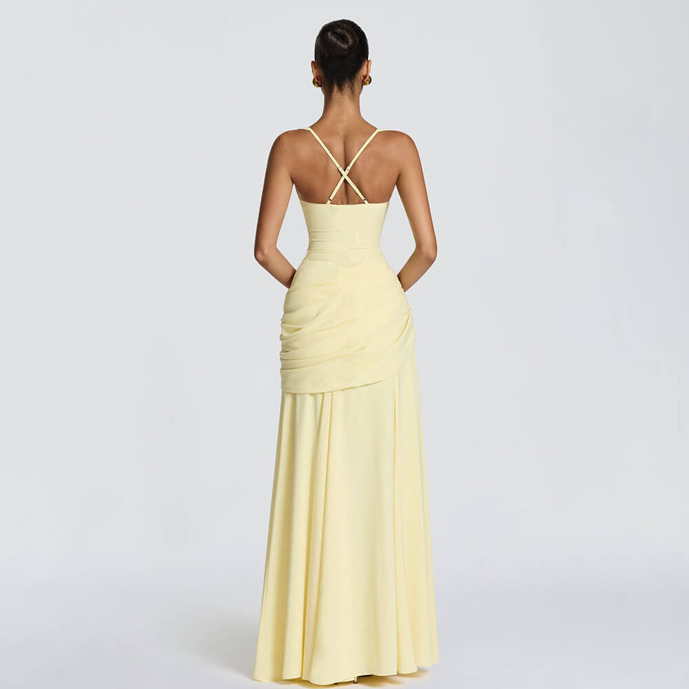 Aurohaya Victoire Square Neck Elegant Maxi Dress