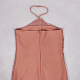 Jade Ruched Halter Neck Maxi Dress