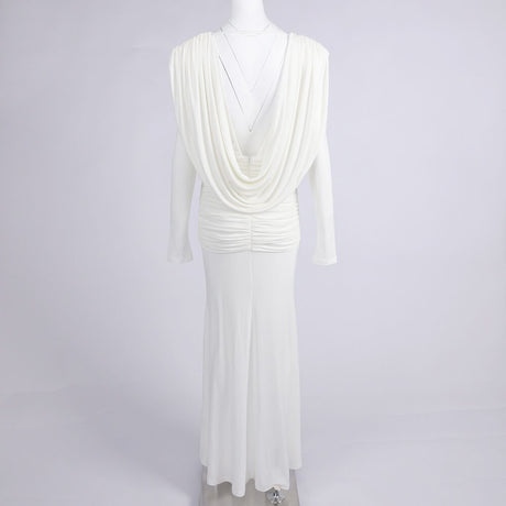 Aurohaya Lumière Long Sleeve Deep V Maxi Dress