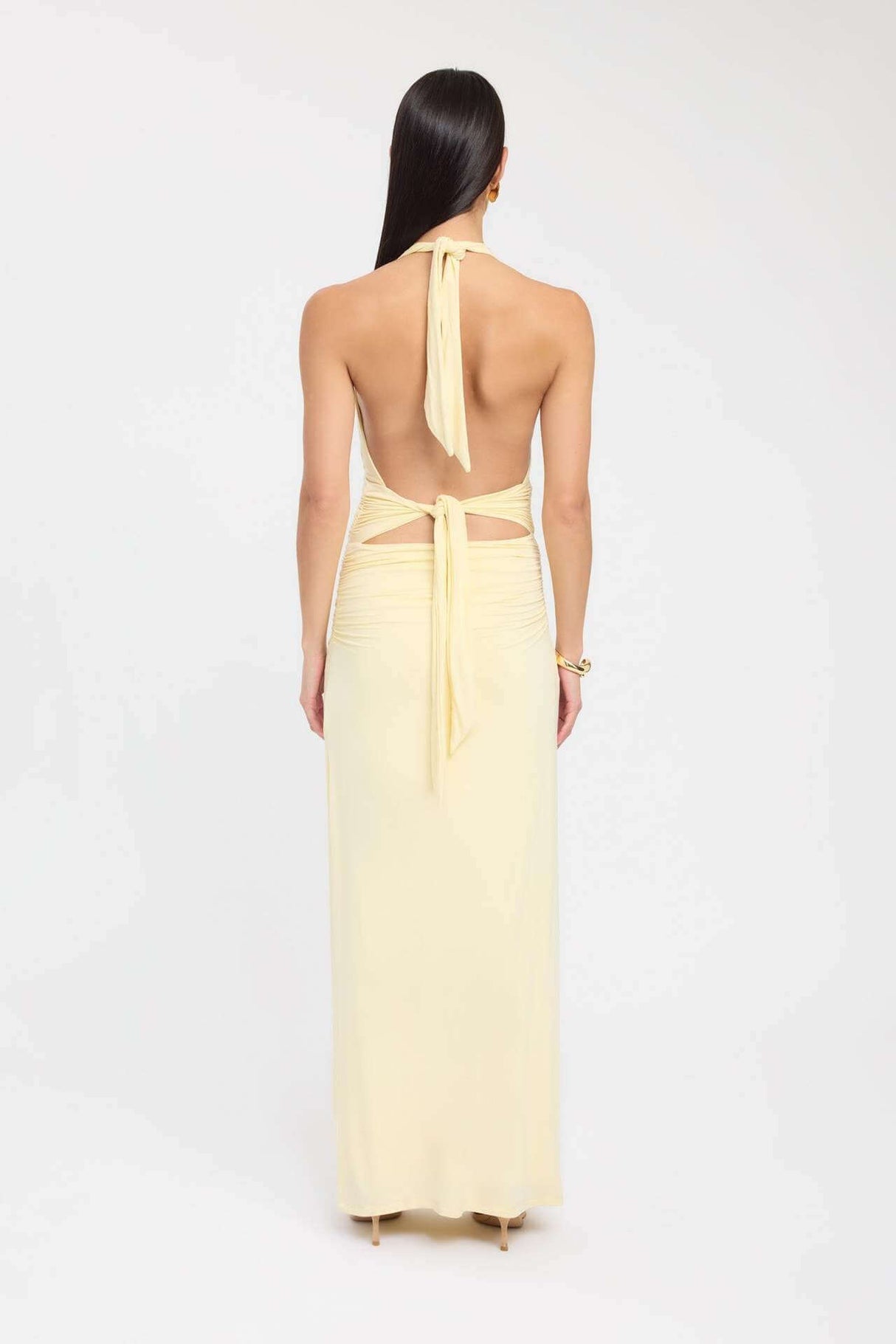 Aurohaya Lucienne Deep V-Strap Backless Mini Dress
