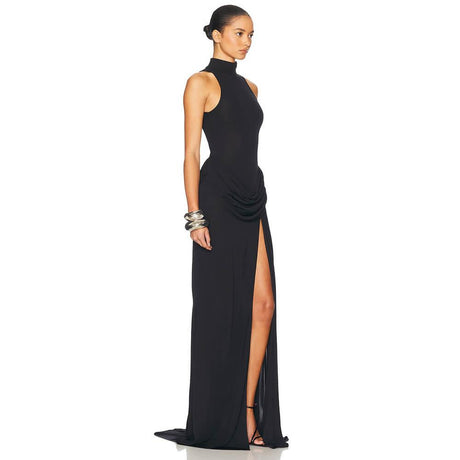 Aurohaya Selyra High-Neck Ruched Maxi Dress