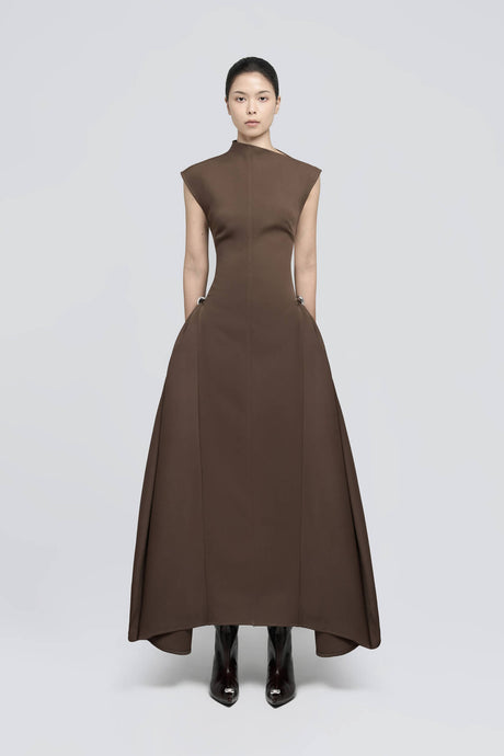 Aurohaya Signature Minimalist Maxi Dress BROWN