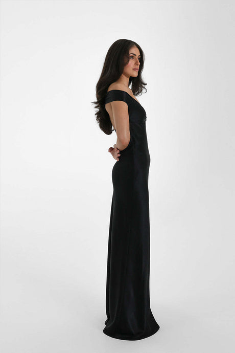 Aurohaya Félicité Satin Off-Shoulder Maxi Dress