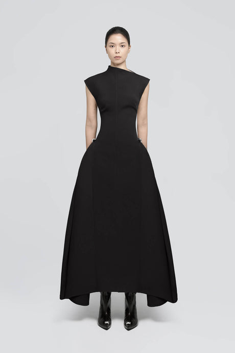 Aurohaya Signature Minimalist Maxi Dress BLACK