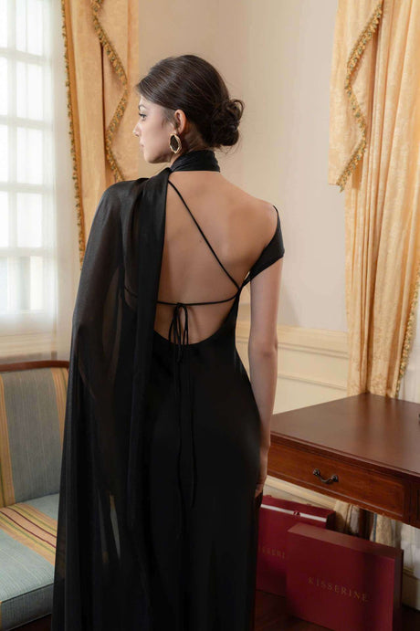 Aurohaya Adeline One-Shoulder Satin Maxi Dress