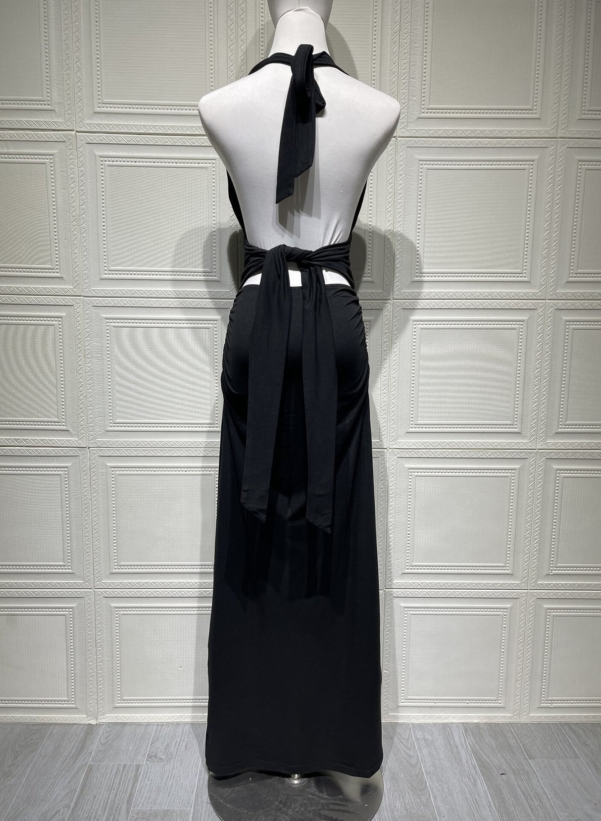 Aurohaya Lucienne Deep V-Strap Backless Mini Dress