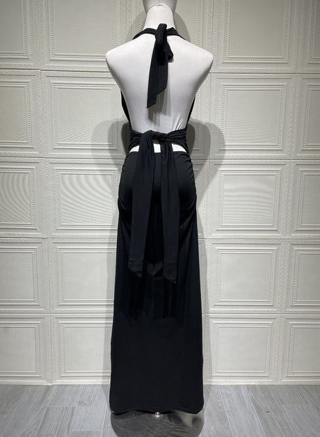 Aurohaya Lucienne Deep V-Strap Backless Mini Dress