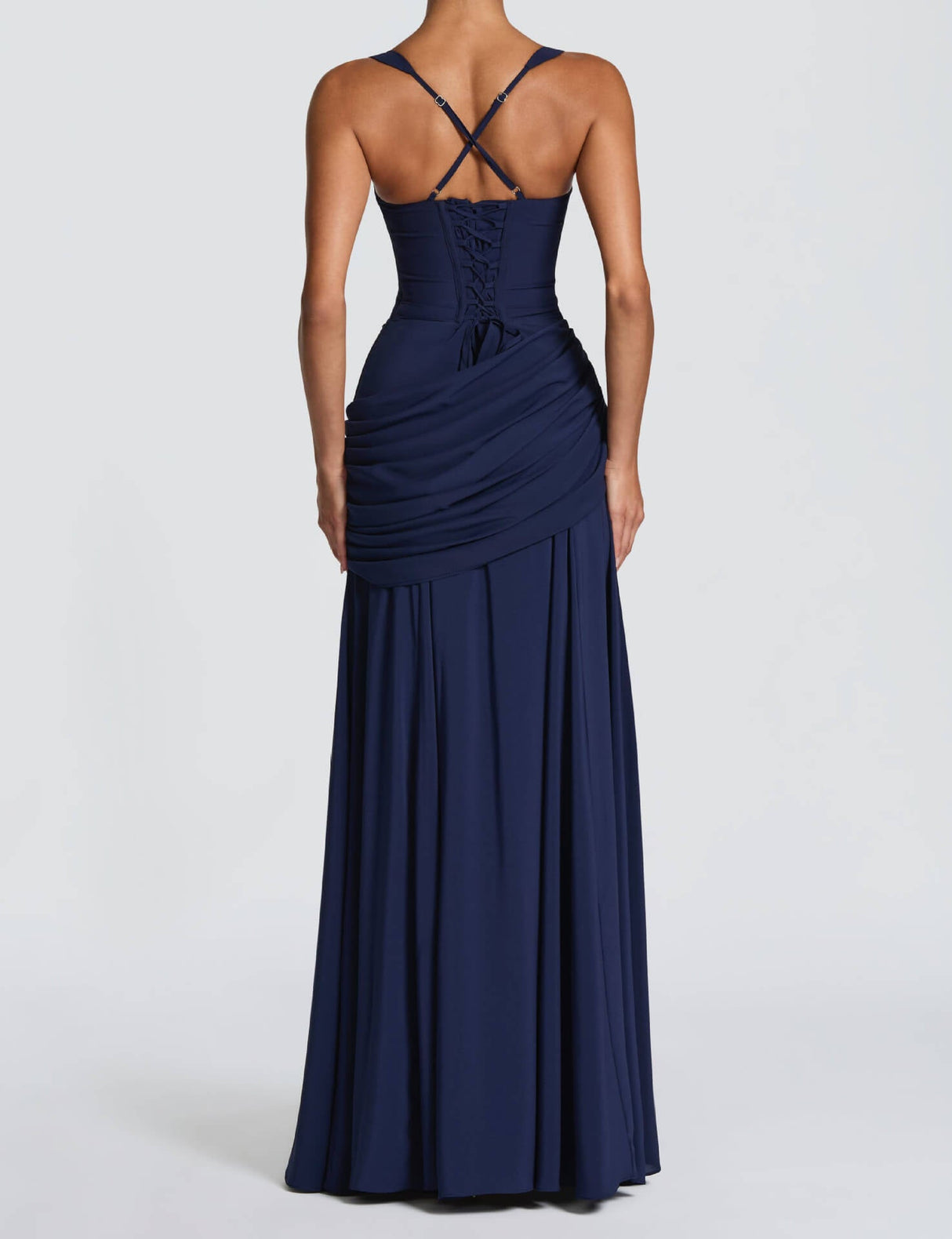 Victoire Square Neck Elegant Maxi Dress / Navy