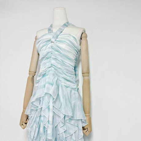 Aurohaya Mila Ruffle Halter Maxi Dress