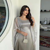 Fashion Gradient Satin Abaya