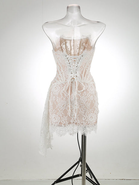 Aurohaya Dominique Strapless Lace Corset Mini Dress