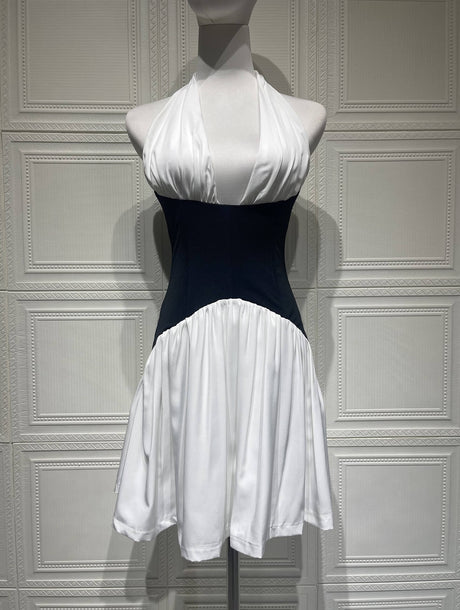 Aurohaya Thérèse Halter Neck Color Block Dress