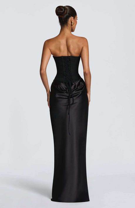Aurohaya Coline Elegant Strapless Satin Maxi Dress