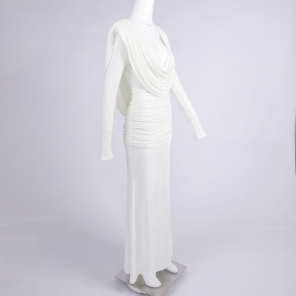 Aurohaya Lumière Long Sleeve Deep V Maxi Dress