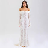 Capucine Off Shoulder Lace Maxi Dress