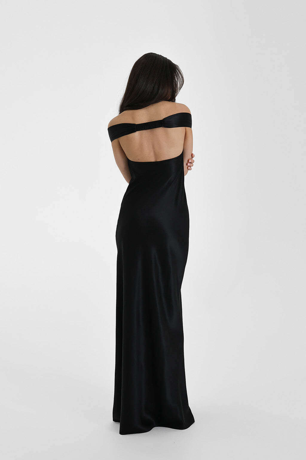 Aurohaya Félicité Satin Off-Shoulder Maxi Dress