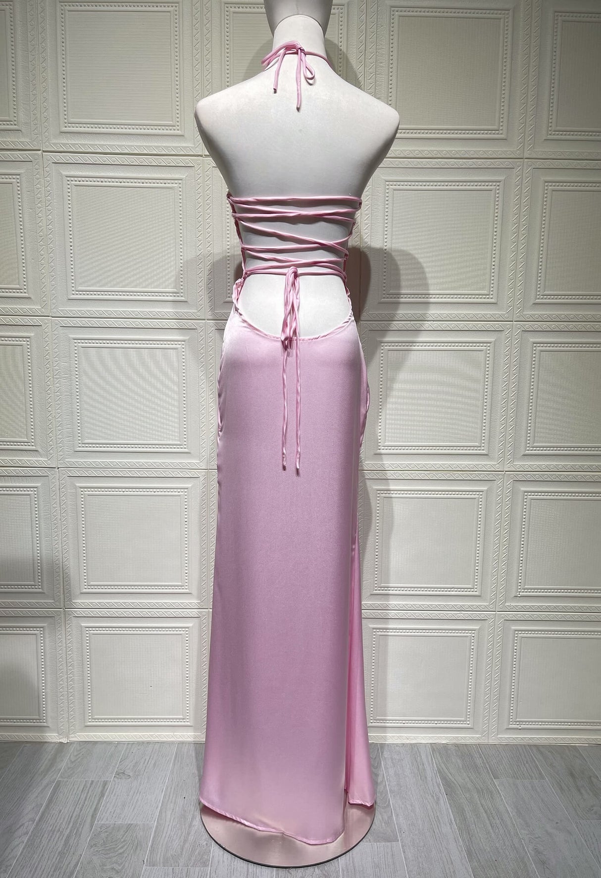 Aurohaya Inès Satin Halter Maxi Dress