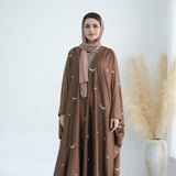 Star Moon Embroidery Abaya