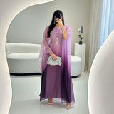 Fashion Gradient Satin Abaya
