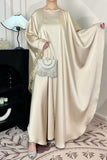 Butterfly Satin Abaya Set 2 Pieces With Inner Dress