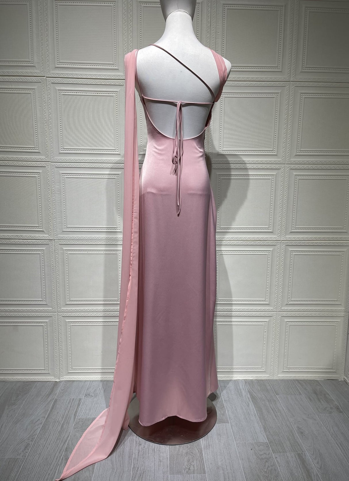 Aurohaya Adeline One-Shoulder Satin Maxi Dress