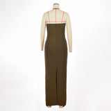 Jade Ruched Halter Neck Maxi Dress