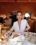 Lumière Long Sleeve Deep V Maxi Dress