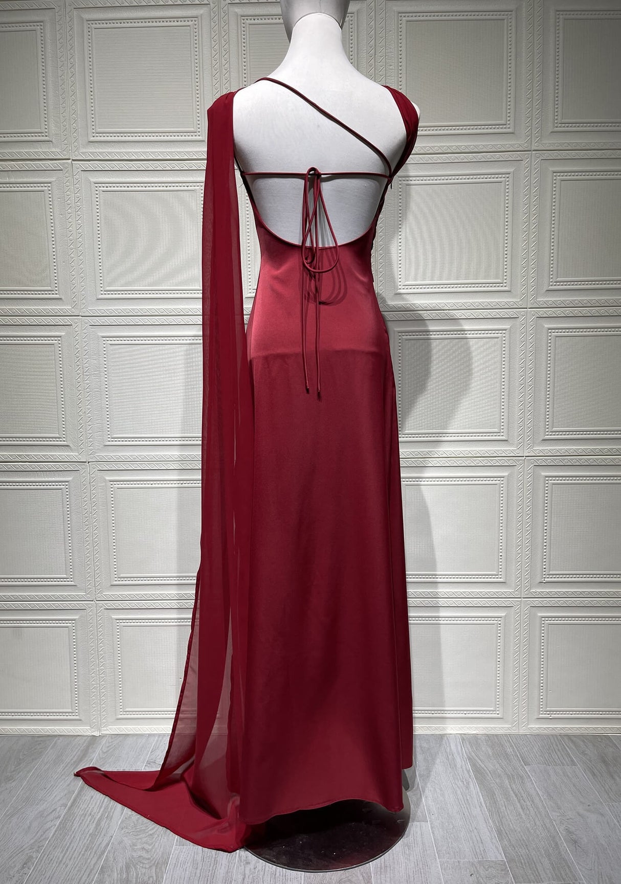 Aurohaya Adeline One-Shoulder Satin Maxi Dress