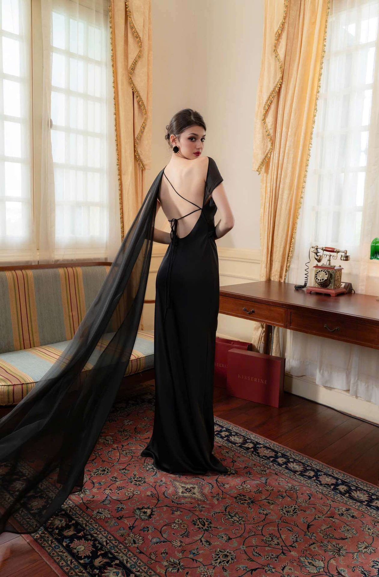 Aurohaya Adeline One-Shoulder Satin Maxi Dress