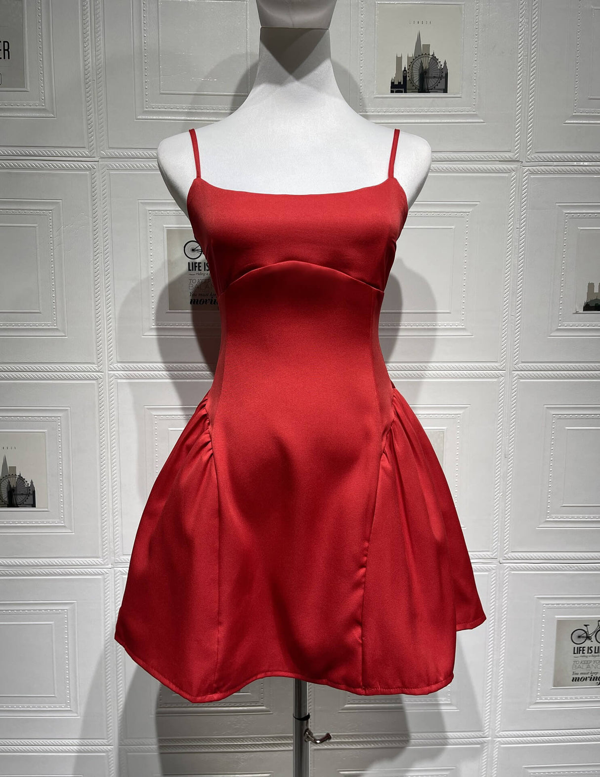 Aurohaya Sabine Backless Spaghetti Strap Mini Dress Red