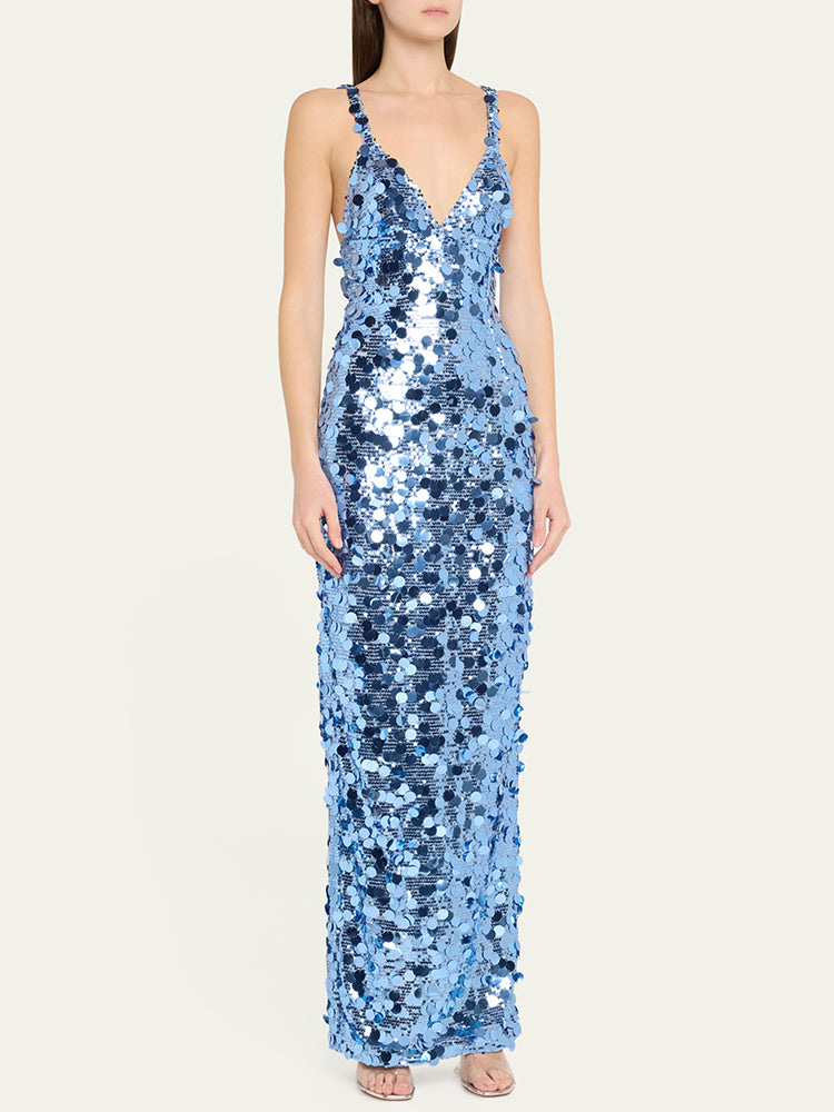 Aurohaya Éliane Sequin Evening Maxi Dress