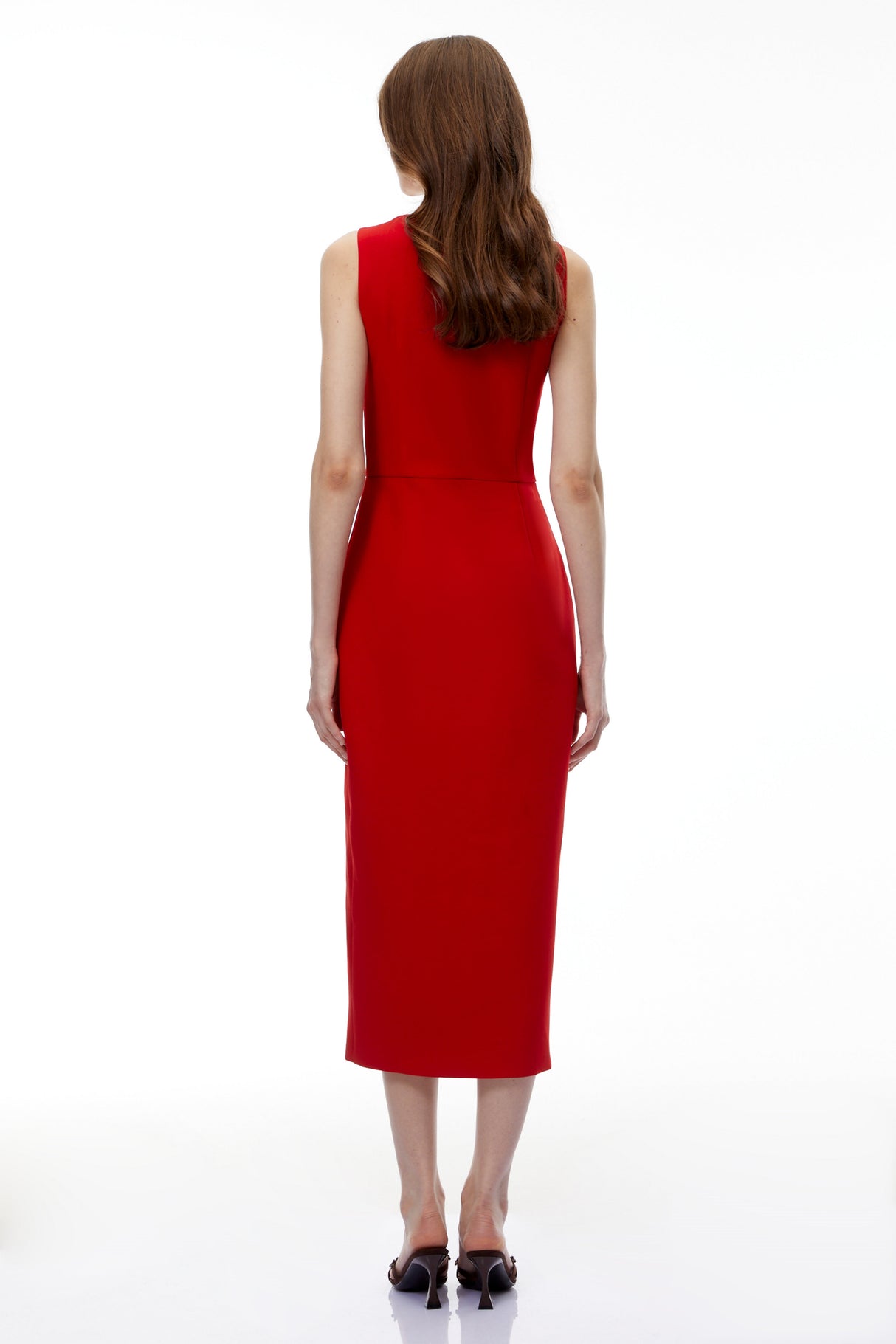 Aurohaya Olena Red Front Zip Corset Midi Dress