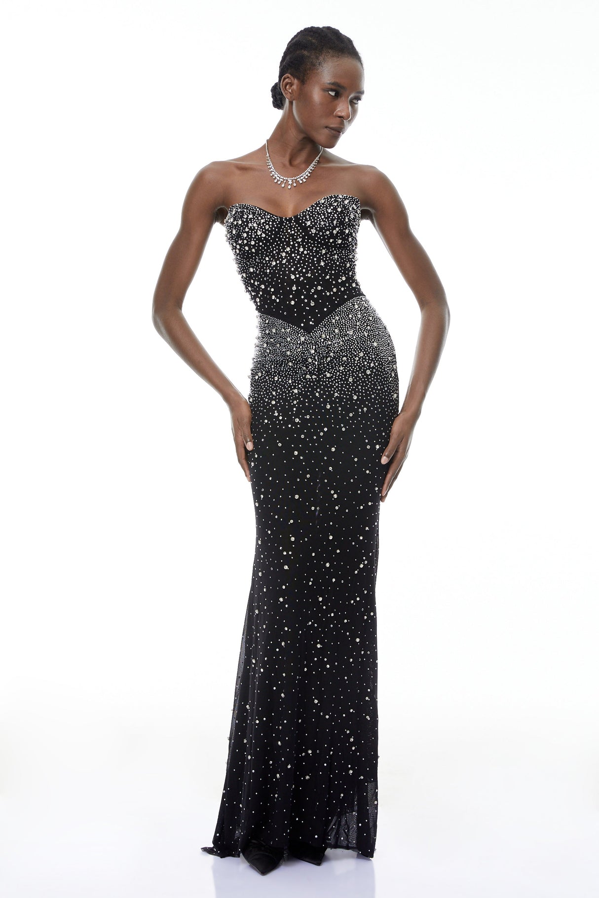 Aurohaya Parker Black Embellished Mermaid Maxi Dress