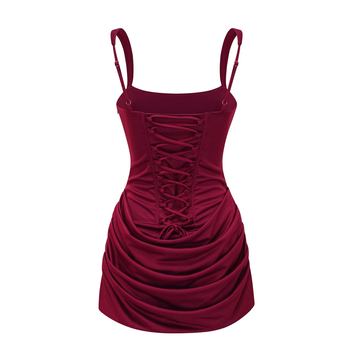 Aurohaya Paulette Red Ruched Bodycon Mini Dress