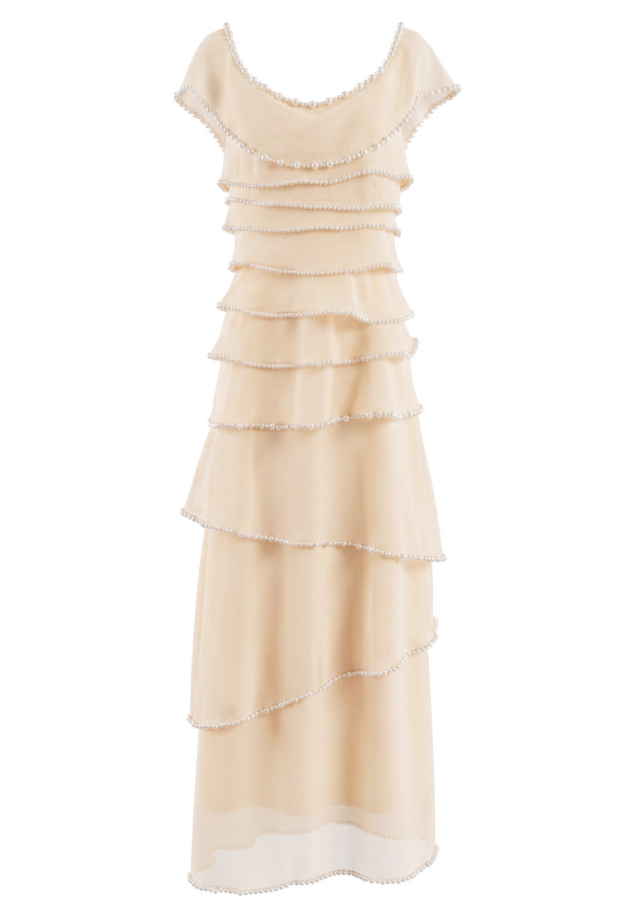 Pearl Layers Maxi Dress Ivory