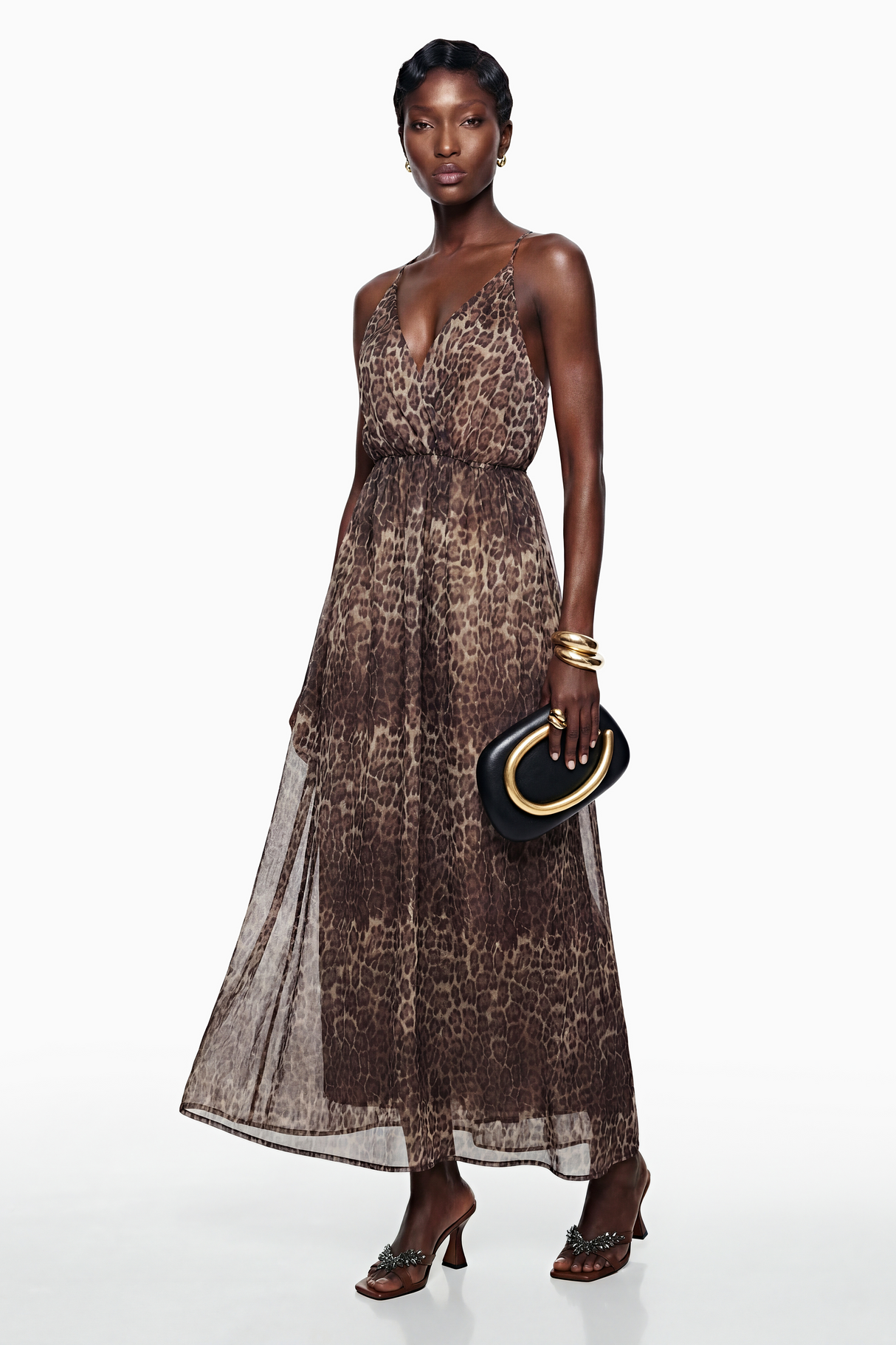 Aurohaya Peregrine Brown Leopard Print Maxi Dress