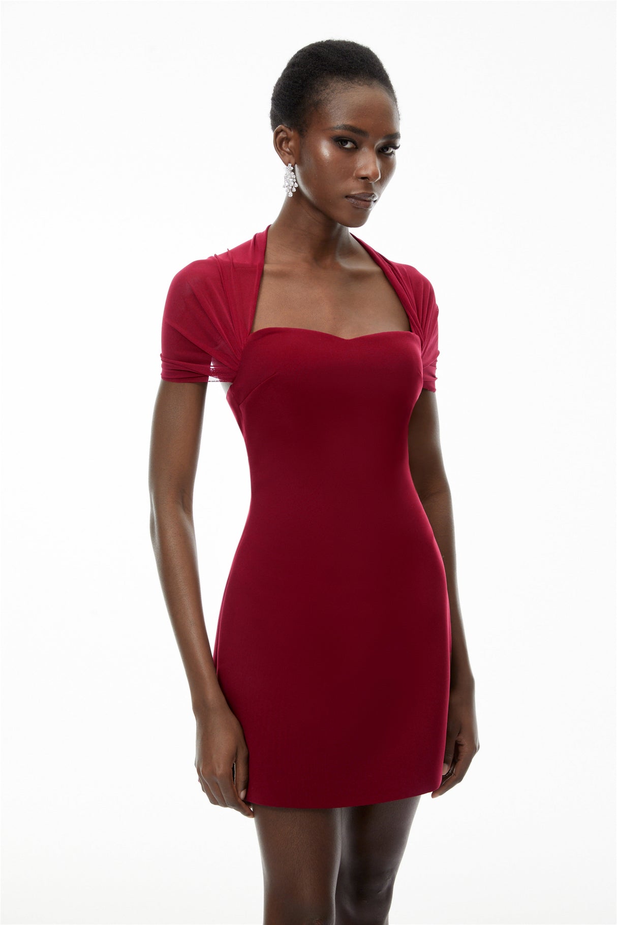 Aurohaya Phoebe Red Sweetheart Neckline Mini Dress