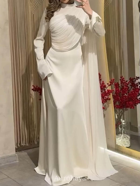 Aurohaya Pleated Asymmetrical Slim Dress White