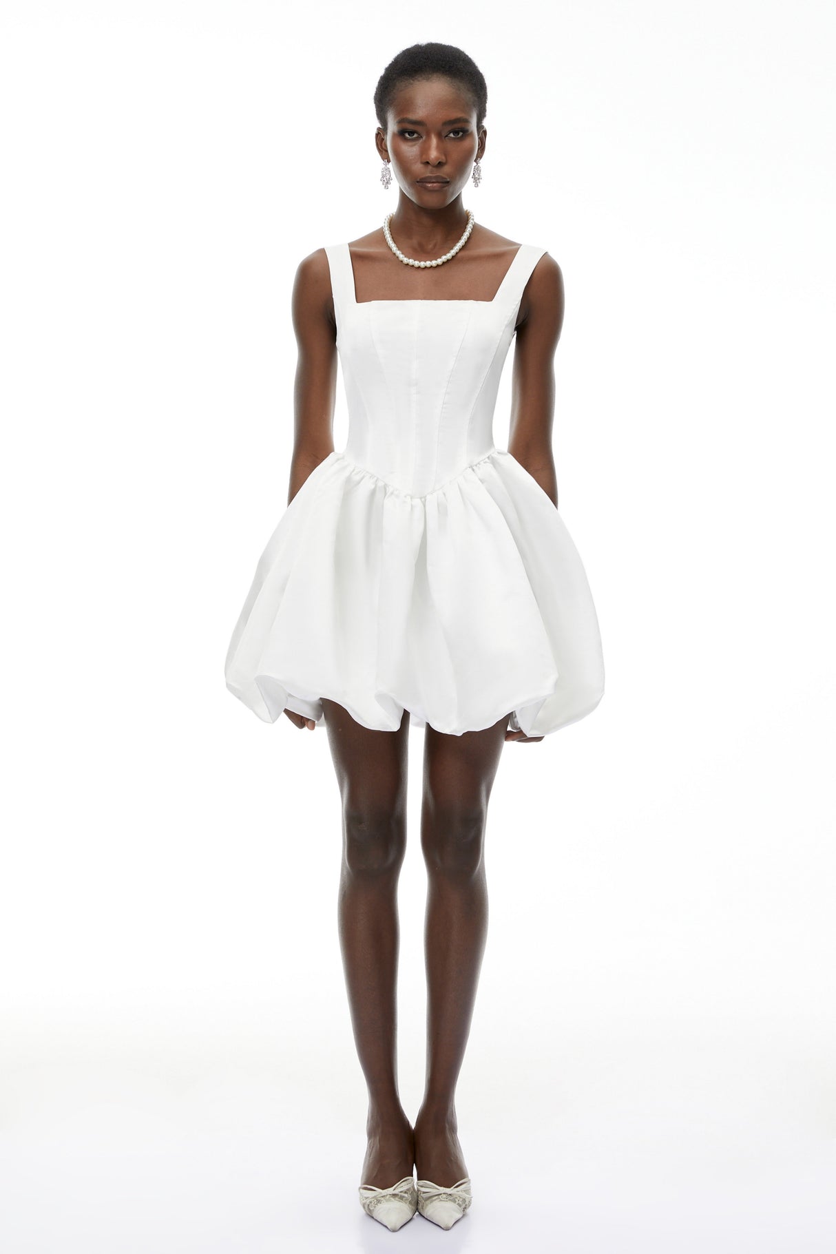 Aurohaya Quitterie White Off Shoulder Mini Dress