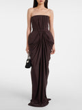 Aurohaya Iphigénie Strapless Draped Maxi Dress