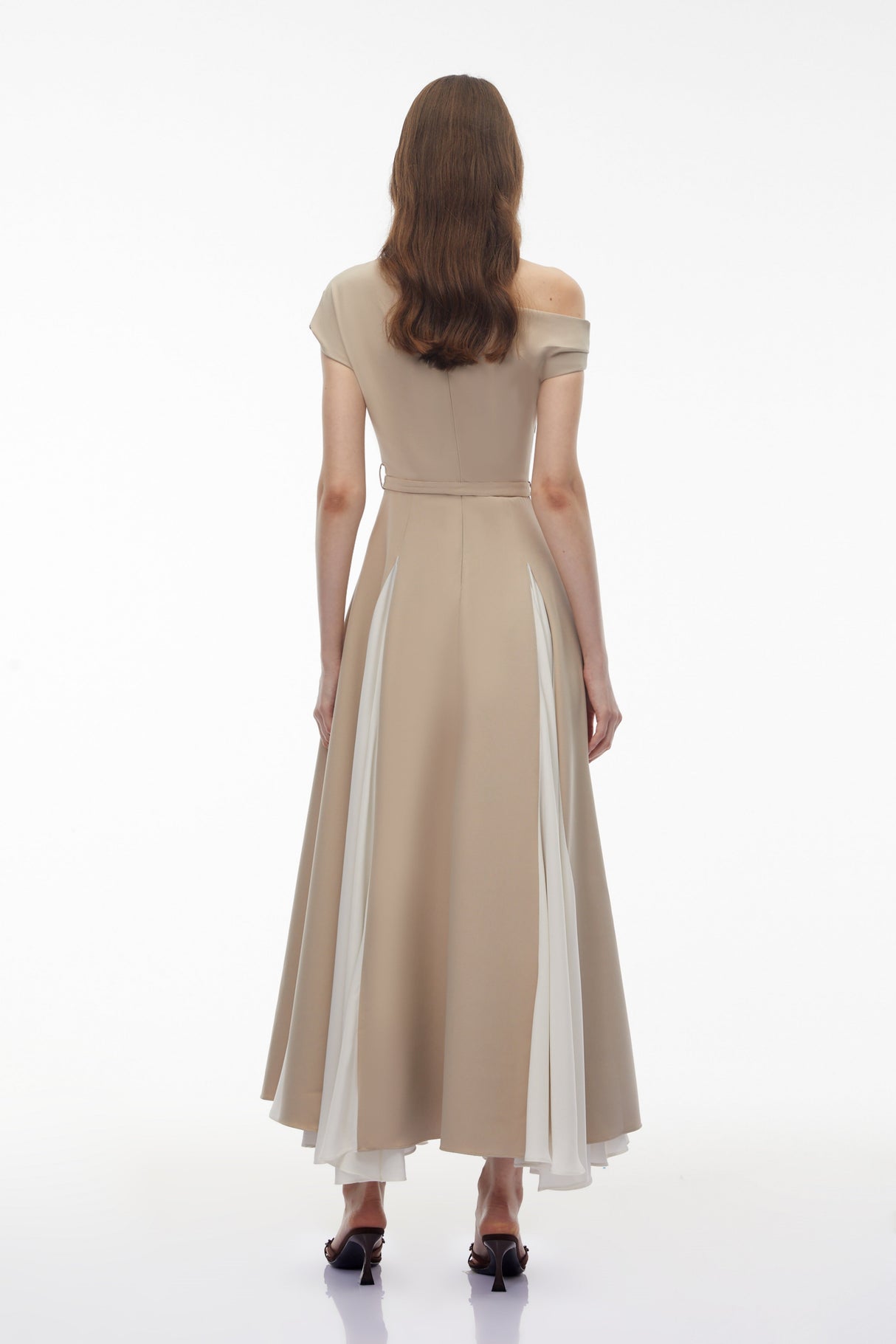 Aurohaya Rebecca Khaki Color Block Maxi Dress